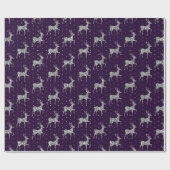 エレガントなインディゴとシルバーのトナカイのクリスマス ラッピングペーパー (フラット)