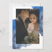エレガントなインディゴ抽象水彩カップルの写真 シーズンカード (裏面)