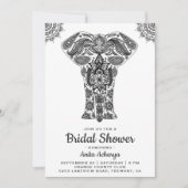 エレガントなインドのヘンナ・エレファント・ブライダルシャワー招待状 招待状 (正面)