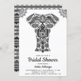 エレガントなインドのヘンナ・エレファント・ブライダルシャワー招待状 招待状