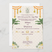 エレガントなインドの結婚式の招待状 招待状 (正面/裏面)