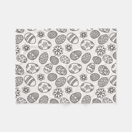 エレガントなイースターエッグ花パターンフリースブランケット フリースブランケット (正面(横))