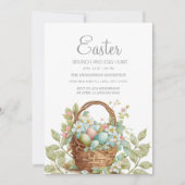 エレガントなイースター・バスケット・ブランチの卵の宝探し 招待状 (正面)