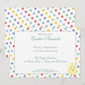 エレガントなイースター ポルカドット ブランチ 招待状 (正面/裏面)