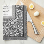 エレガントなウィリアム・モリスのパターンおよび引用語句 キッチンタオル (四つ折り)