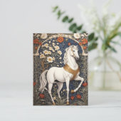 エレガントなウィリアム・モリス風の白馬 ポストカード (スタンド正面)