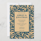 エレガントなウィリアム・モリス ウィロー・パターン ウェディング 招待状 (正面)