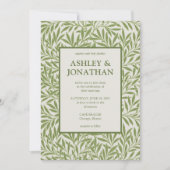 エレガントなウィリアム・モリス ウィロー・パターン ウェディング 招待状 (正面)