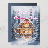 エレガントなウィンターキャビンでのクリスマスパーティー招待状 招待状 (正面/裏面)