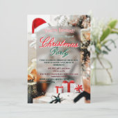 エレガントなウィンタークリスマスパーティー招待状 シーズンカード (スタンド正面)