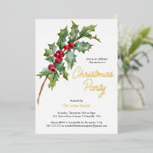 エレガントなウィンターベリーのホリデー フォイル インビテーション 箔シーズンカード (立ち正面)