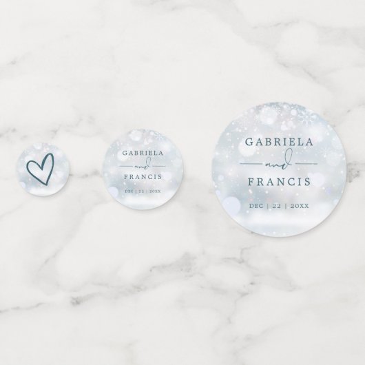 エレガントなウィンターワンダーランドの雪の結晶 ウェディング コンフェッティ (正面)