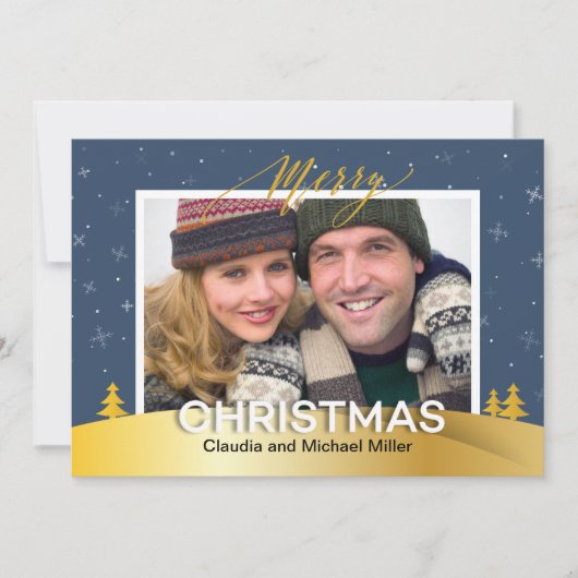 エレガントなウィンターワンダーランドの雪の結晶　家族の写真 シーズンカード (正面)