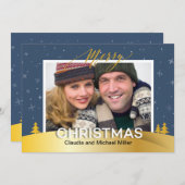 エレガントなウィンターワンダーランドの雪の結晶 家族写真 シーズンカード (正面/裏面)