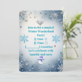  ✨ エレガントなウィンターワンダーランドパーティーの招待状 ❄️ 招待状 (スタンド正面)