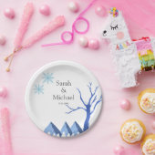 エレガントなウィンターワンダーランド 雪の結晶 ペーパープレート (パーティー)