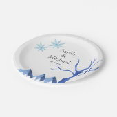 エレガントなウィンターワンダーランド 雪の結晶 ペーパープレート (アングル)