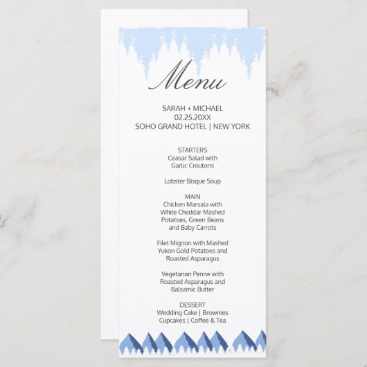 エレガントなウィンターワンダーランド 雪の結晶 メニュー (正面/裏面)