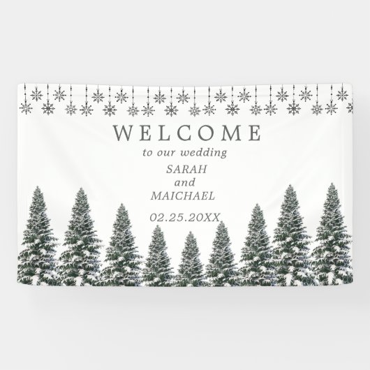 エレガントなウィンターワンダーランド  雪の結晶 横断幕 (横)