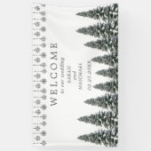 エレガントなウィンターワンダーランド  雪の結晶 横断幕 (縦)