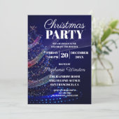 エレガントなウィンター ブルー クリスマス ツリー ライト 招待状 (スタンド正面)