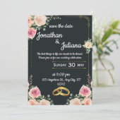 エレガントなウェディングお祝いフローラ招待 招待状 (スタンド正面)