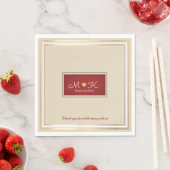 エレガントなウェディングお祝い披露宴ベージュ&レッド スタンダードランチョンナプキン (インサイチュ)