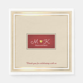 エレガントなウェディングお祝い披露宴ベージュ&レッド スタンダードランチョンナプキン