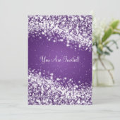エレガントなウェディングきらめくウェーブパープル 招待状 (スタンド正面)