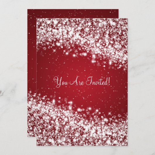 エレガントなウェディングきらめくウェーブレッド5x7 招待状 (正面/裏面)