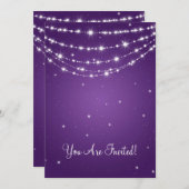 エレガントなウェディングきらめくチェーンパープル 招待状 (正面/裏面)