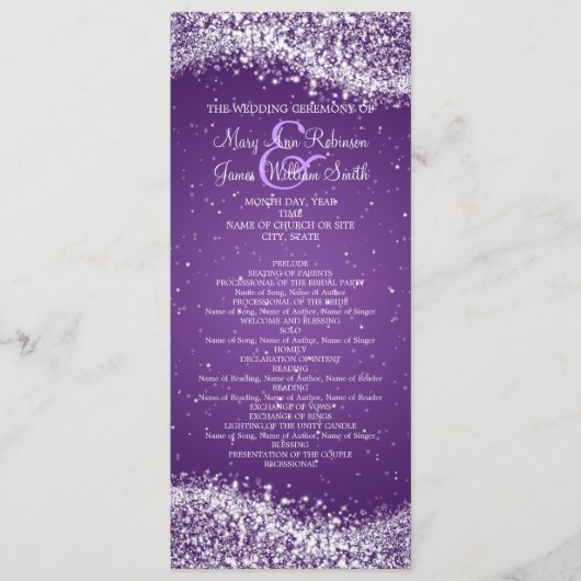 エレガントなウェディングきらめくプログラムウェーブパープル プログラム (正面)