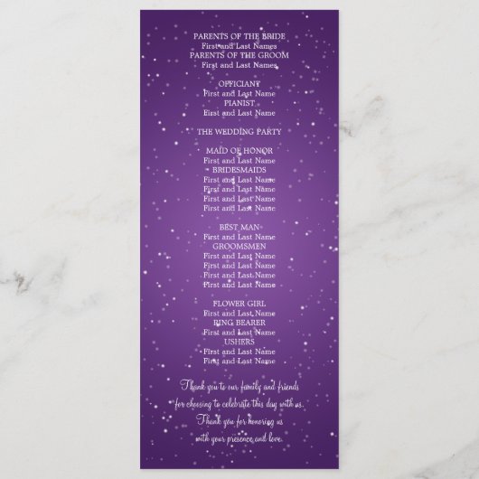 エレガントなウェディングきらめくプログラムウェーブパープル プログラム (裏面)