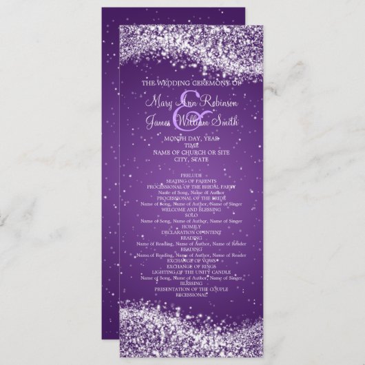 エレガントなウェディングきらめくプログラムウェーブパープル プログラム (正面/裏面)