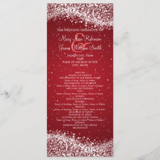 エレガントなウェディングきらめくプログラムウェーブレッド プログラム (正面)