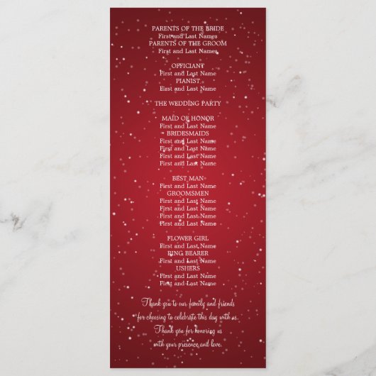 エレガントなウェディングきらめくプログラムウェーブレッド プログラム (裏面)