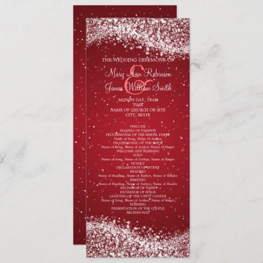 エレガントなウェディングきらめくプログラムウェーブレッド プログラム (正面/裏面)