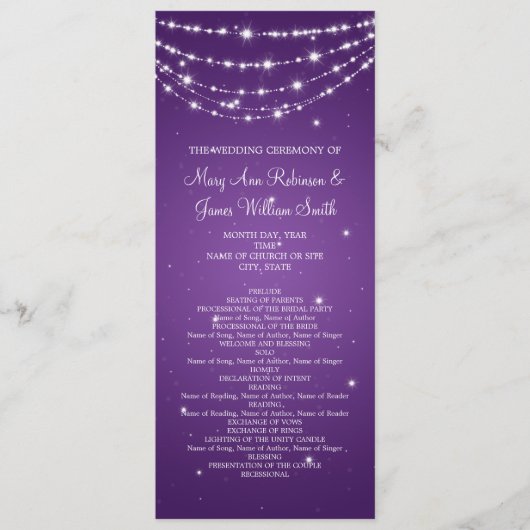 エレガントなウェディングきらめくプログラムチェーンパープル プログラム (正面)