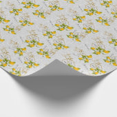 エレガントなウェディングと黄色のバラ&金ゴールド ラッピングペーパー (角)