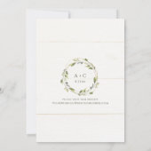 エレガントなウェディングの葉の緑の金ゴールド白フローラ 招待状 (裏面)