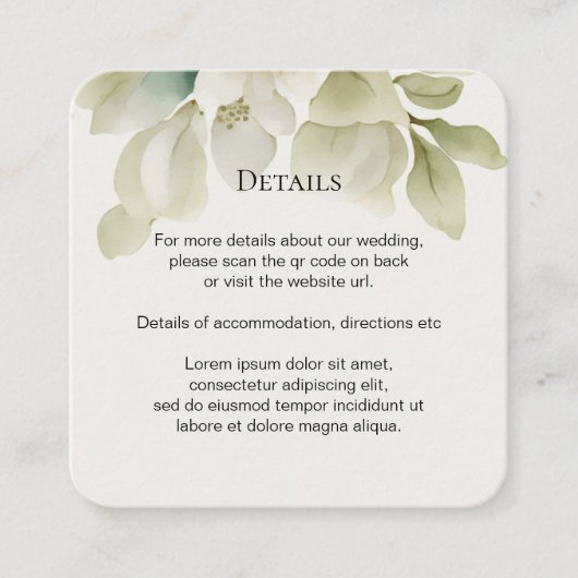 エレガントなウェディングの葉ミュート緑 エンクロージャーカード (正面)