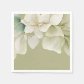 エレガントなウェディングの葉ミュート緑 スタンダードカクテルナプキン (正面)