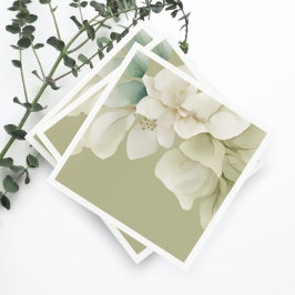 エレガントなウェディングの葉ミュート緑 スタンダードカクテルナプキン