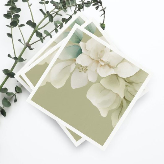 エレガントなウェディングの葉ミュート緑 スタンダードカクテルナプキン