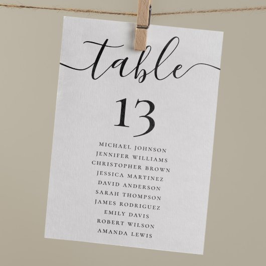 エレガントなウェディングぶら下がったテーブル番号の座席表 招待状