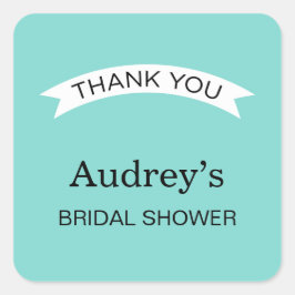 エレガントなウェディングアクアブルーブライダルシャワーありがとう スクエアシール