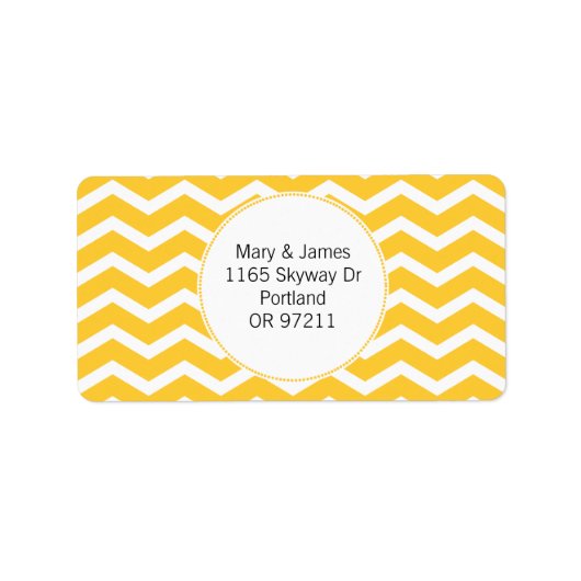 エレガントなウェディングアドレスイエローシェブロンパターン ラベル (正面)