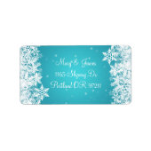 エレガントなウェディングアドレスウィンタースノーフレークスブルー ラベル (正面)