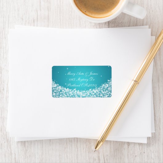 エレガントなウェディングアドレススタースパークルブルー ラベル (インサイチュ)