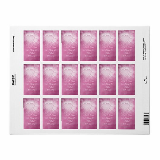 エレガントなウェディングアドレスモダンハートピンク ラベル (フルシート)